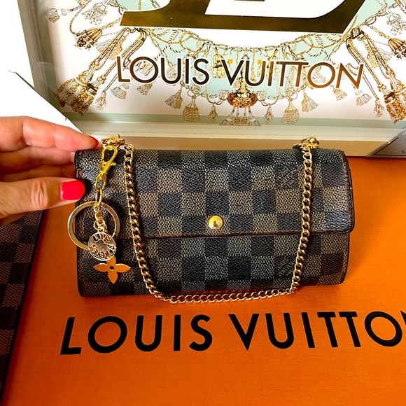 Louis Vuitton Bags Louis Vuitton Damier Ebene Long Wallet On Chain